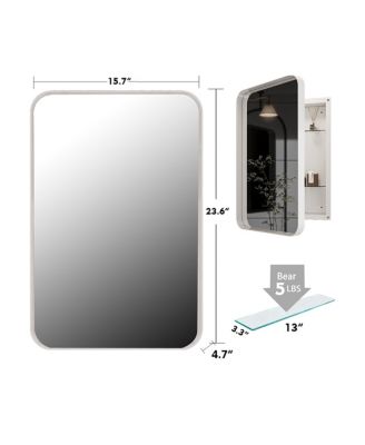 Recessed Metal Medicine Cabinet with Mirror and Shelves