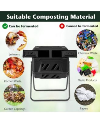 360° Rotatable Tumbling Composter with 2 Sliding Doors