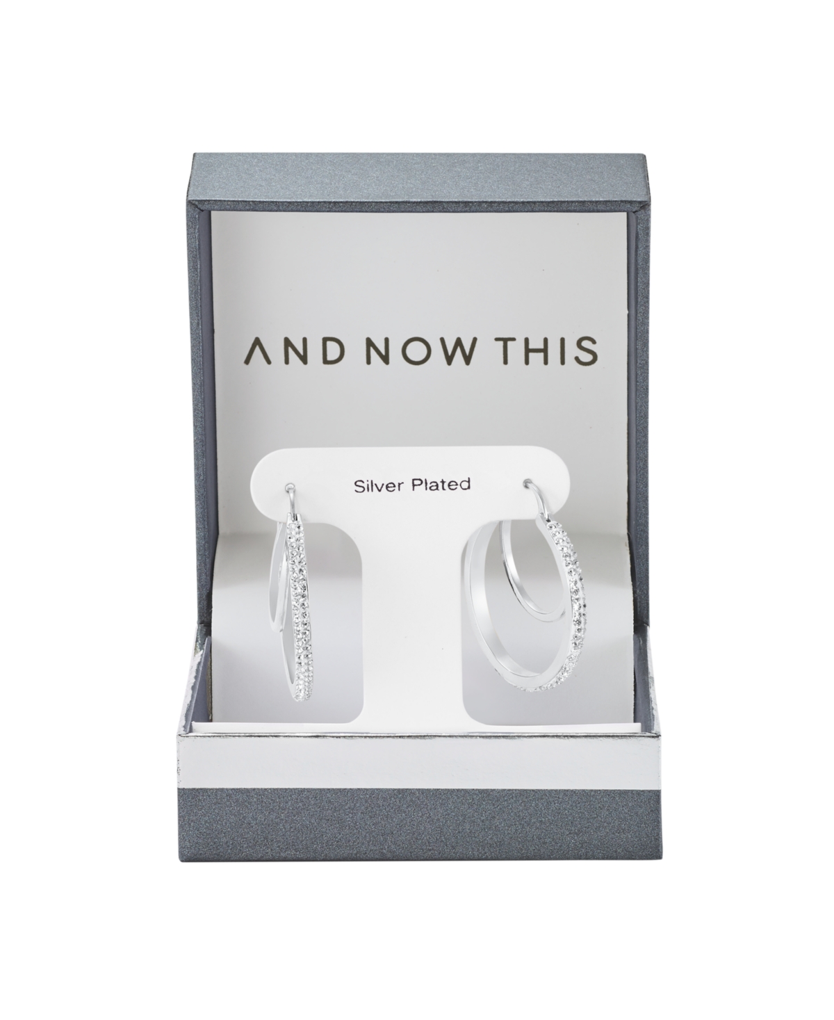 And Now This Clear Crystal Double Hoop Earring In Silver