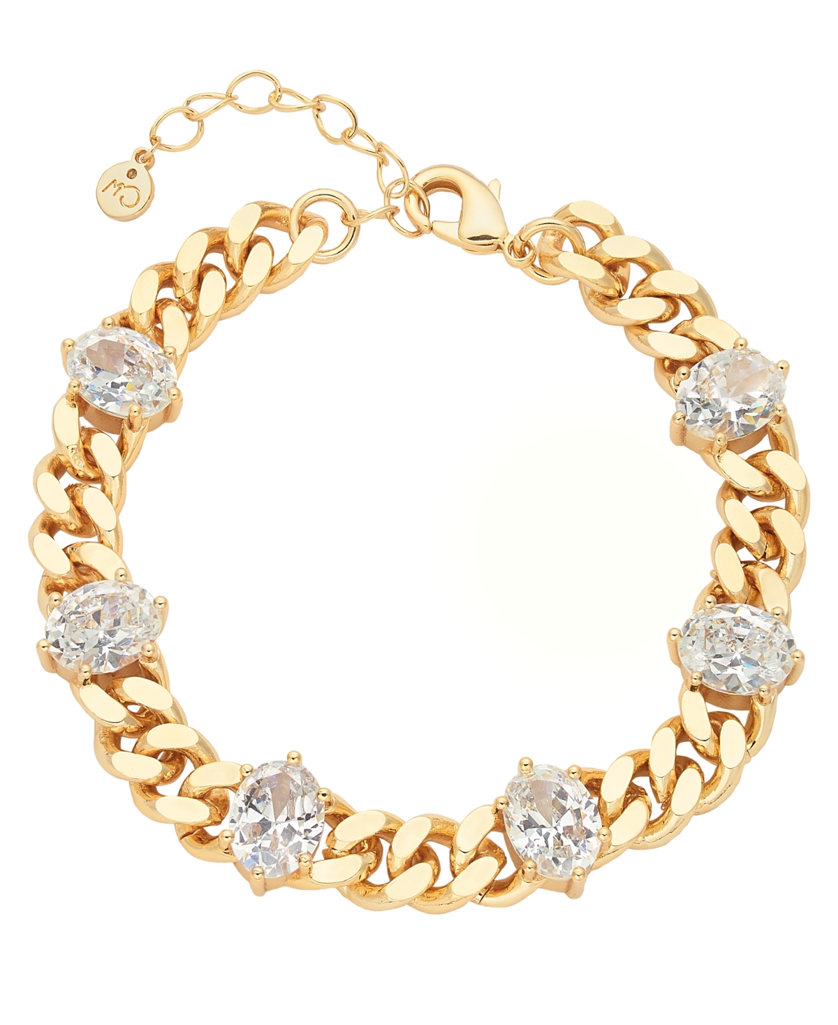 Clear Cubic Zirconia Station Bracelet - Gold
