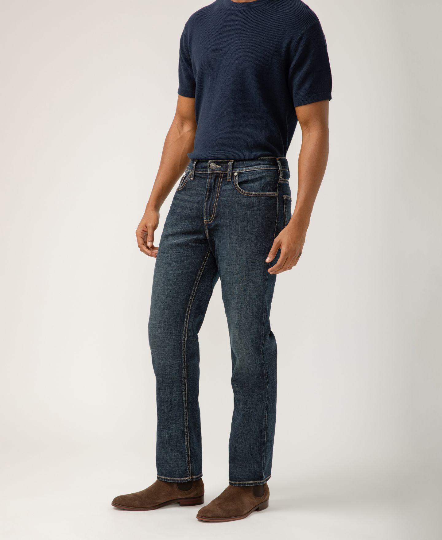 Мужские джинсы Silver Jeans Co. Grayson Classic Fit Straight Leg Luxe Heritage, цвет: Индиго — фото 6