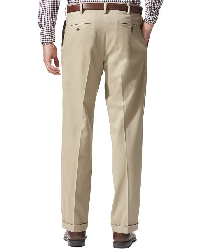 Dockers Men's Comfort Relaxed Pleated Cuffed Fit Khaki Stretch Pants ...