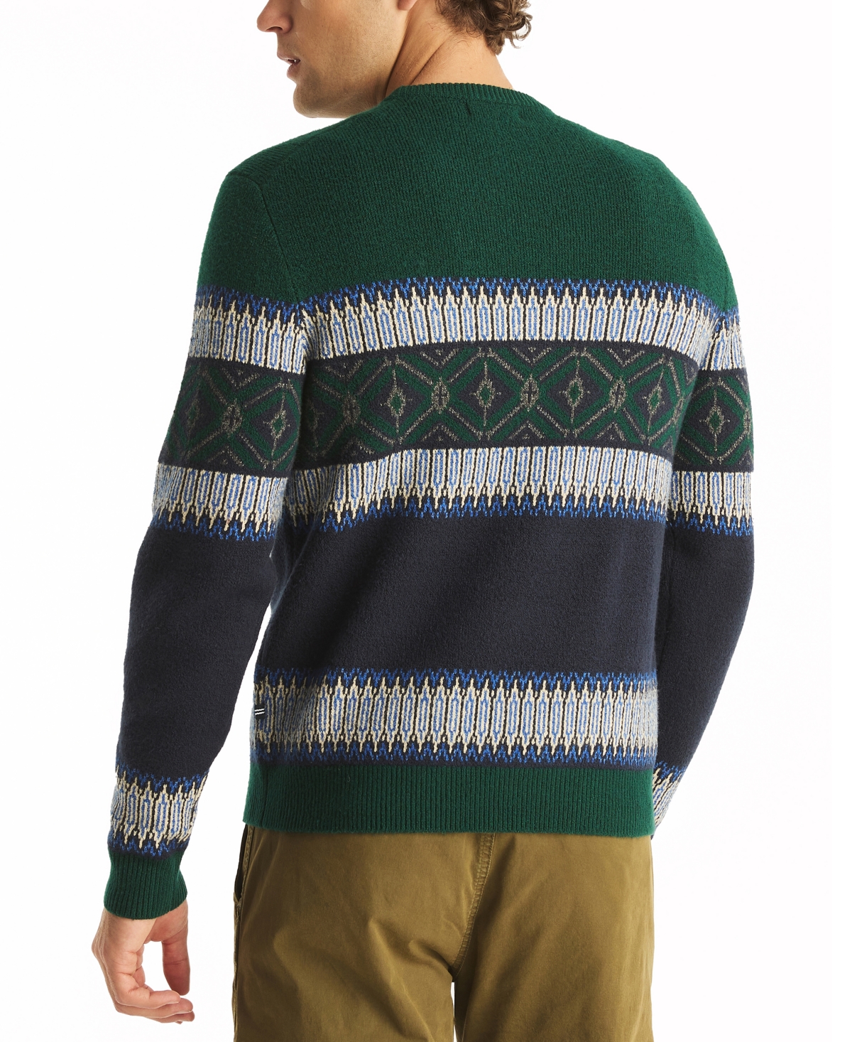 Nautica Men's Long Sleeve Fair Isle Crewneck Sweater