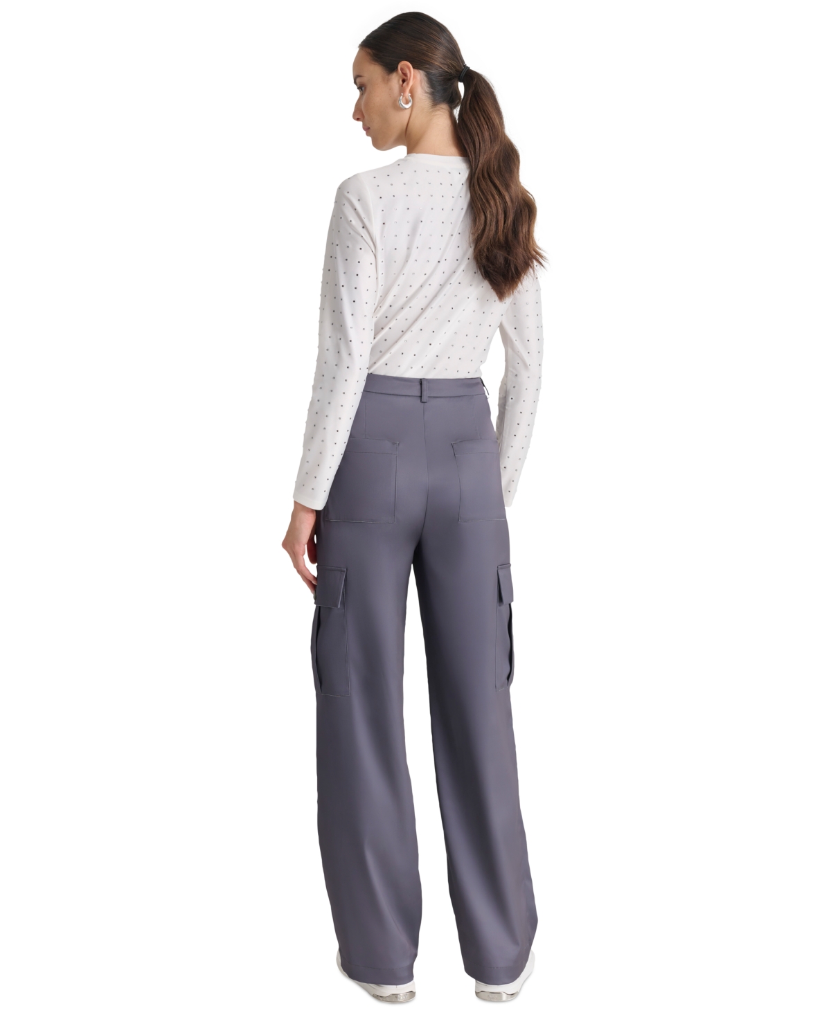 Dkny Jeans Petite High-Rise Satin Cargo Pants