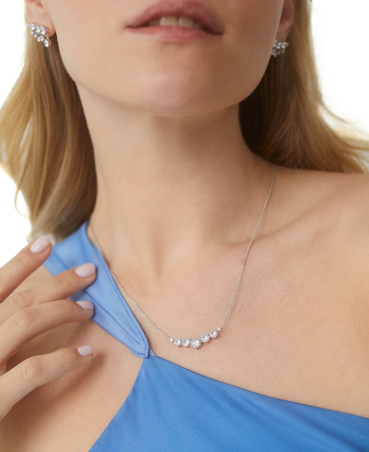 Eliot Danori Rhodium-plated Cubic Zirconia Statement Necklace, 16" + 2" Extender, Created For Macy's In Rhodium