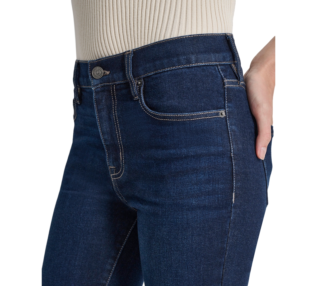 Shop Dkny Jeans Petite High-rise Bootcut Jeans In Madison