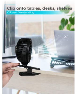 4" Convertible Cooling Fan, Clip Fan and Standing Fan, Desk Fan 2-Pack, Black