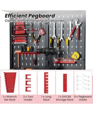 Tool Storage Workbench with Pegboard with 14 Hanging Accessories for Garage