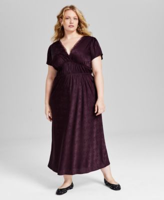 Macy's purple dress plus size best sale