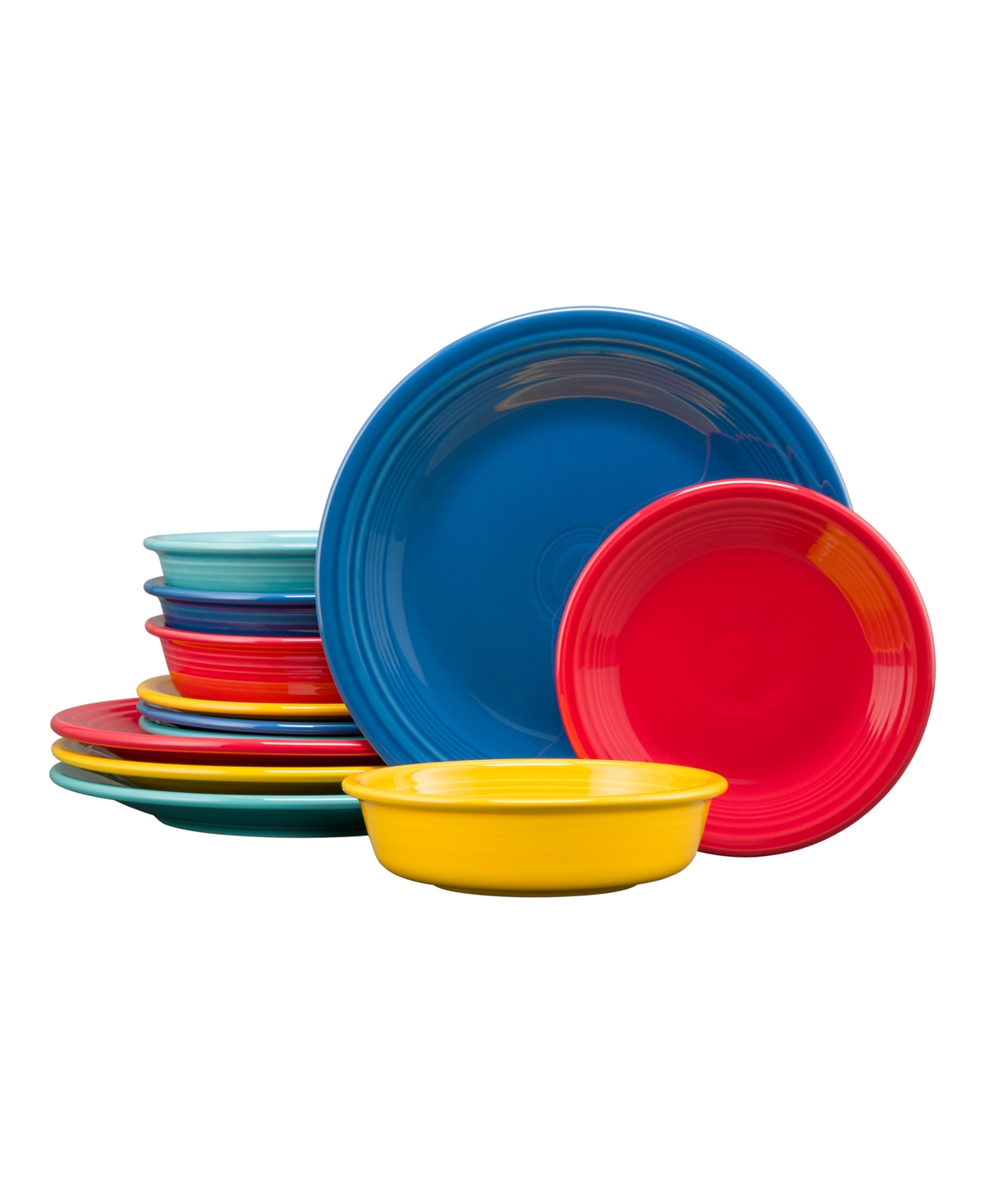 Vibrant Classic Rim 12 Pc. Dinnerware Set, Service For 4 - Vibrant Mixed Colors