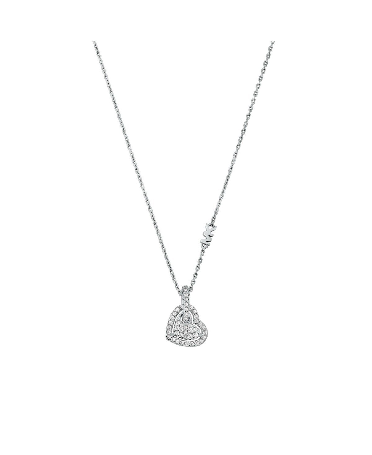 Sterling Silver Pave Heart Pendant Necklace - Rose Gold