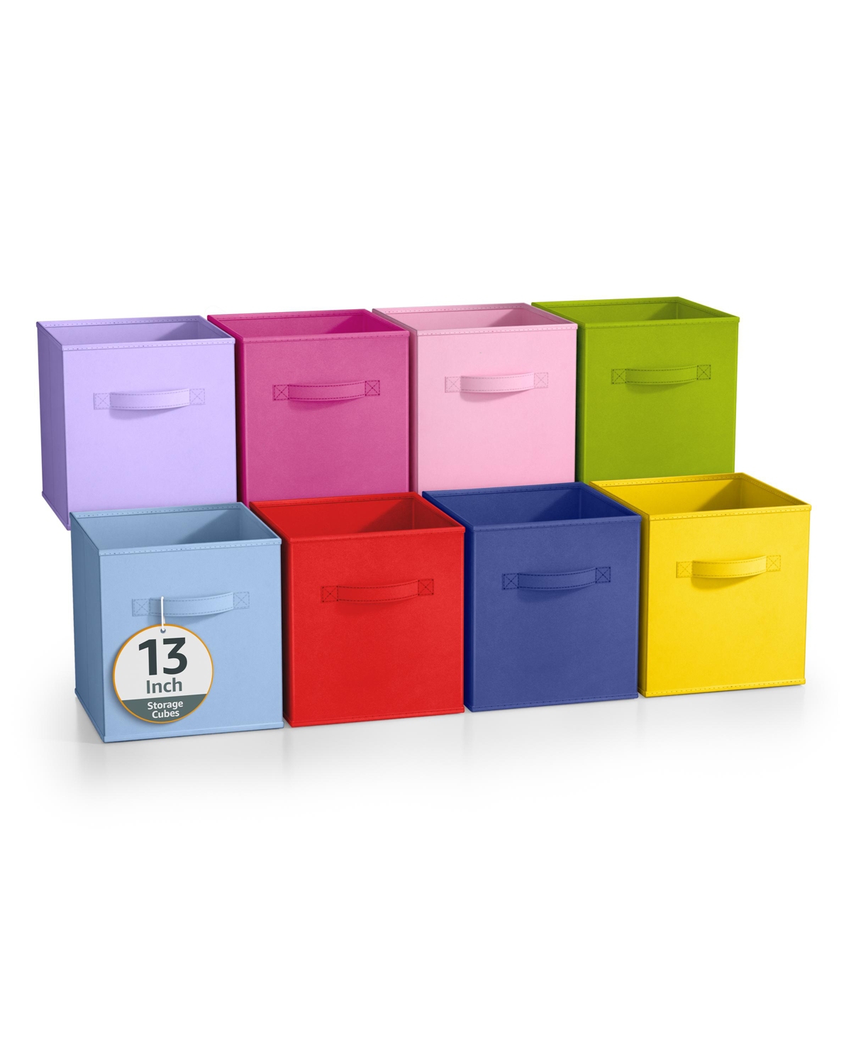 Sorbus 8 Pack Foldable Storage Cubes with Handles- for Organizing Home, Shelves, Nursery, Playroom, Closet and More (Deep Pastel) - Deep rainb