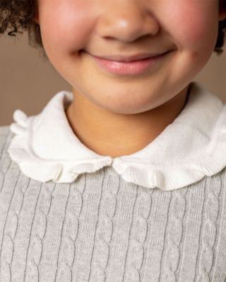 Big Girls Organic Long Sleeve Cable Knit Peter Pan Collar Sweater Dress