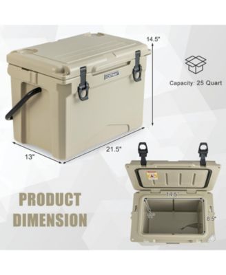 25 QT Hard Cooler with Aluminum Handle and Integrated Cup Holders