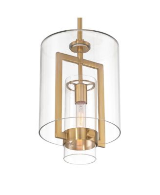 Camden Warm Brass Gold Mini Pendant 10" Wide Modern Clear Glass Fixture for Dining Room House Kitchen Island