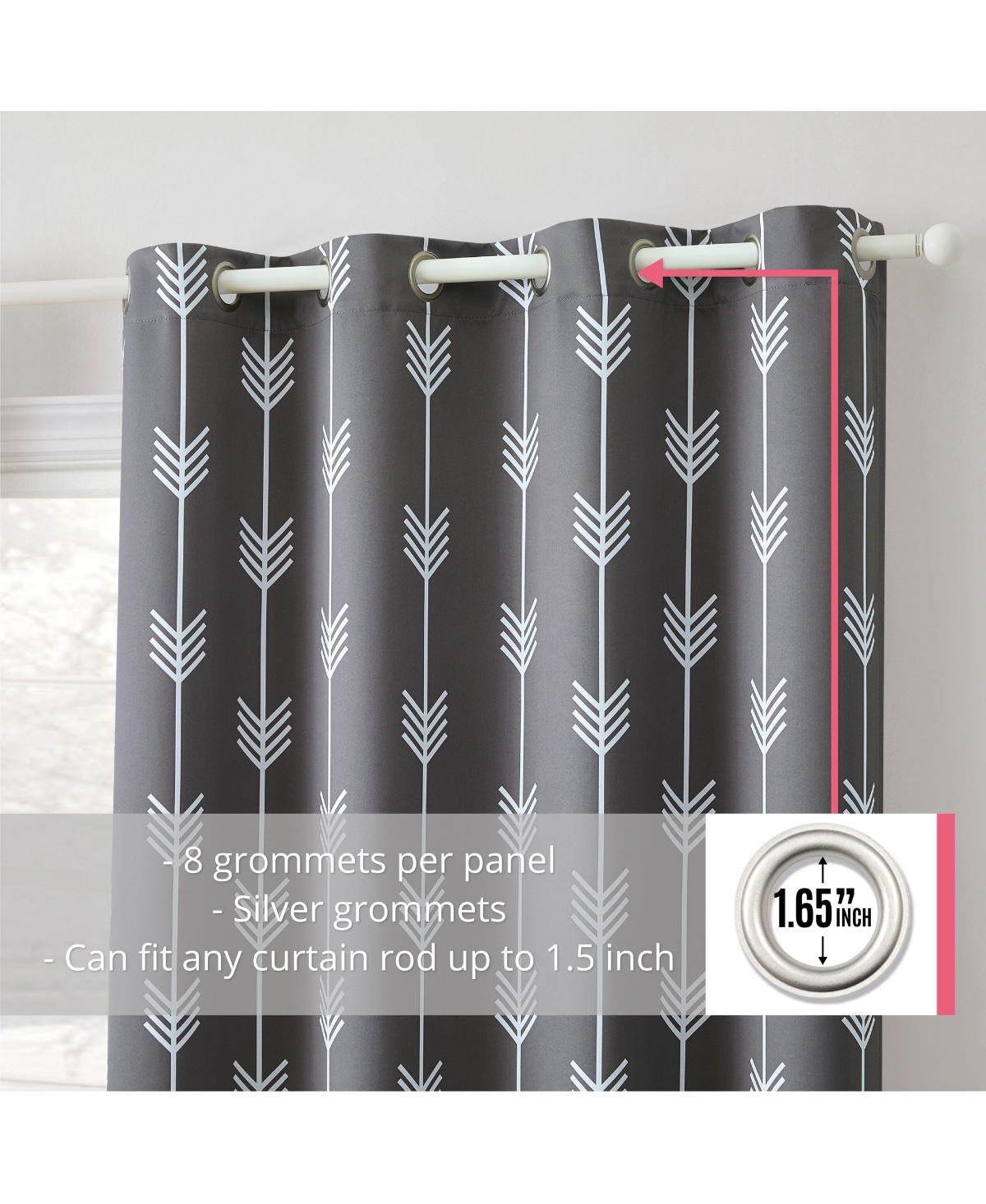 Hlc.me Arrow Printed Privacy Blackout Energy Efficient Room Darkening Thermal Grommet Window Curtain Drape Panels for Bedroom - Set of 2