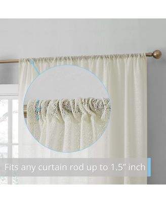 Monaco Premium Soft Decorative Ombre Lace Semi Sheer Light Filtering Rod Pocket Curtain Panels - Set of 2