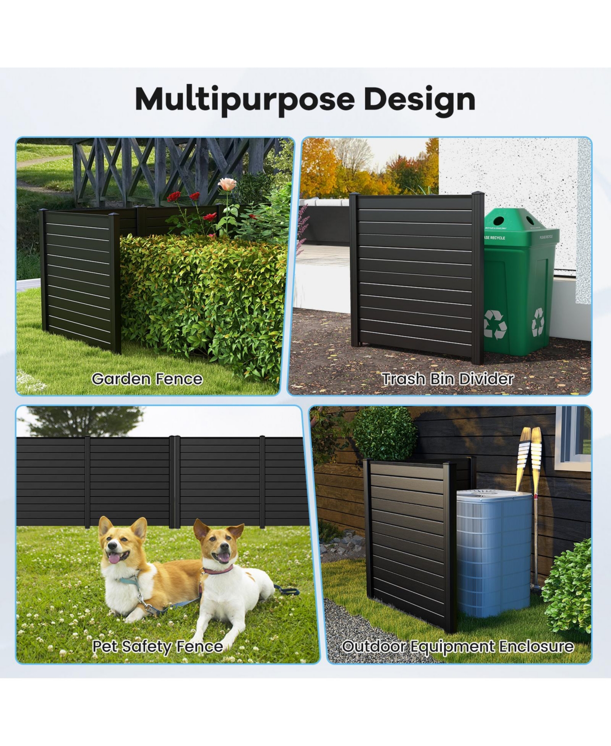 2 Pack Inches L x 49 Inches H Air Conditioner Fences with Sturdy Metal Ground Stakes