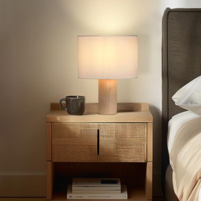 Mia LED Table Lamp with Maple Wood Base, Bulb Included (16")