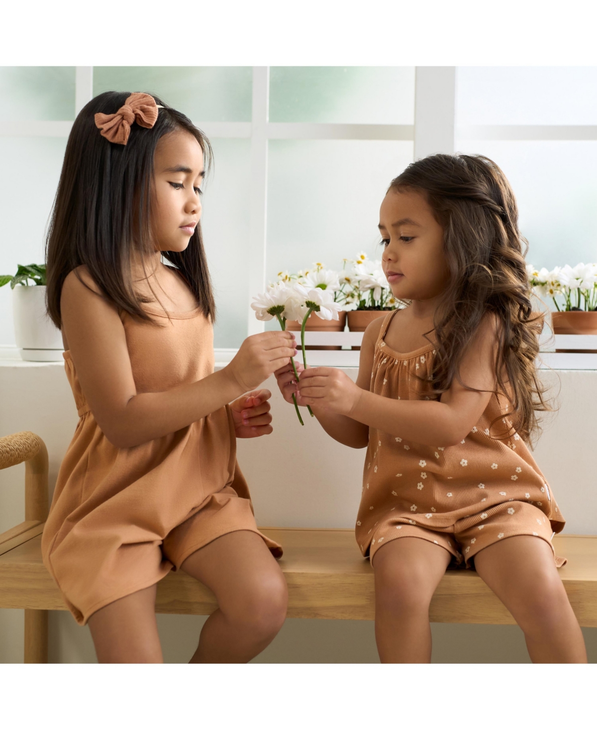 Gerber Toddler Girls Sleeveless Romper Jumpsuit, 2 Pack - Rust  floral