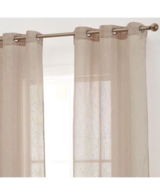 Emily Faux Linen Semi Sheer Light Filtering Transparent Grommet Lightweight Window Curtains Drapery Panels, 2 Panels
