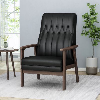 Mid-Century Modern Faux Leather Accent Chair