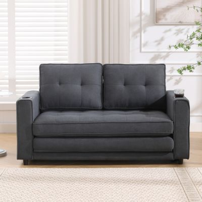 + 3-in-1 + Tufted + Storage & Cup Holders + Futon Sofa Bed