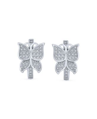 Delicate Garden Treasures – Tiny 3D CZ Butterfly-Shaped Huggie Hoop Earrings and  Micro Pave Cubic Zirconia in Sterling Silver