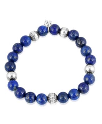 Sterling Silver Lapis Lazuli Gemstone Stretch Bracelet, Size Small - Medium