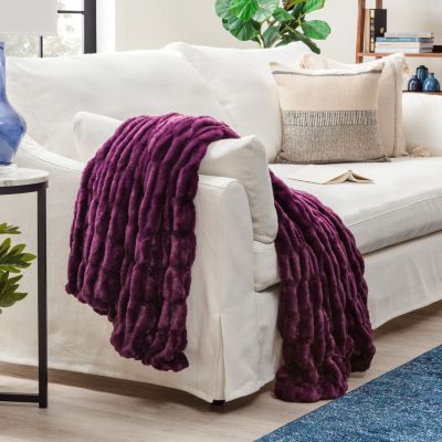 Premium Ruched Faux Fur & Mink Reversible Blanket, Throw