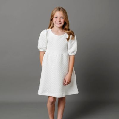 Big Girls Quilted Puff Sleeve Dress