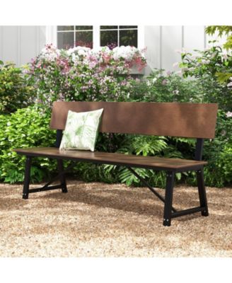 72 Inch Extra Long Bench with All-Weather HDPE Seat & Back for Yard Garden Porch