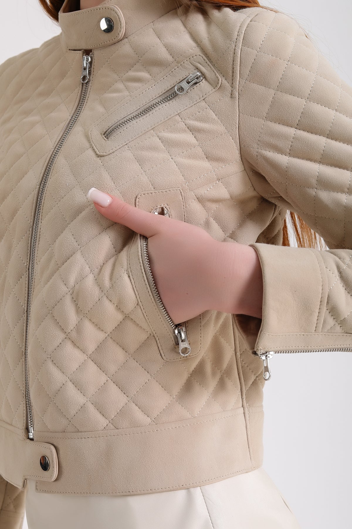 Furniq Uk Women's Suede Jacket, Beige