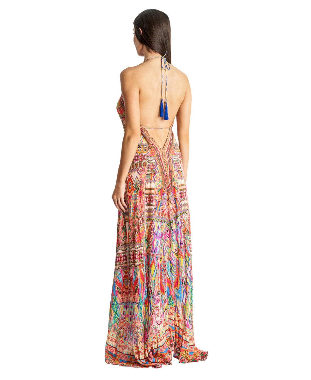 La Moda Clothing Women's Maxi Halterneck Dress