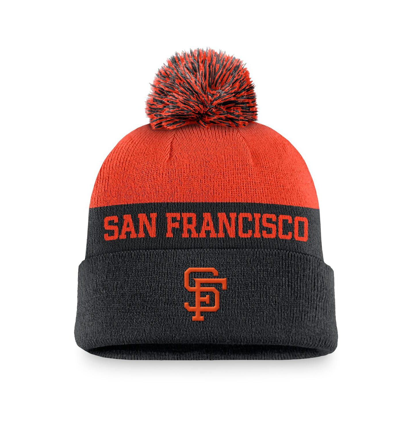 Мужская шапка Nike Black San Francisco Giants Rewind Peak Cuffed Knit Hat with Pom — фото 1
