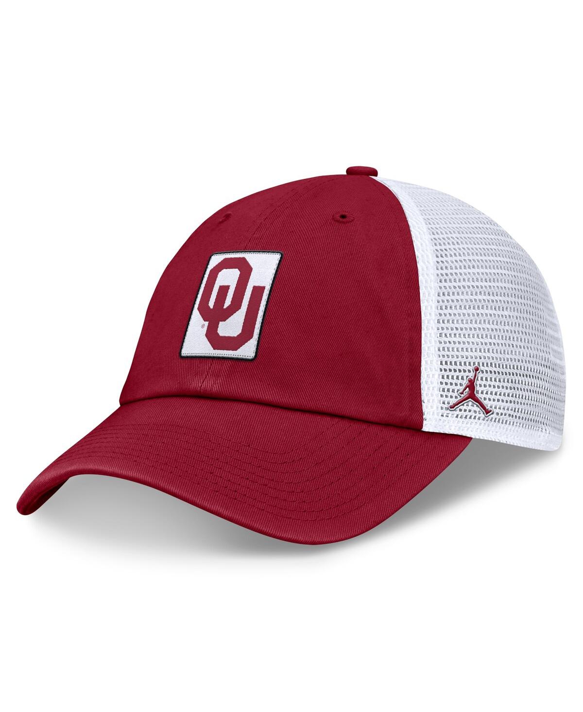 JORDAN MEN'S CRIMSON/WHITE OKLAHOMA SOONERS PRIMETIME CLUB TRUCKER ADJUSTABLE HAT 