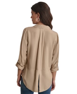 Women's Roll-Tab-Sleeve Button-Front Shirt