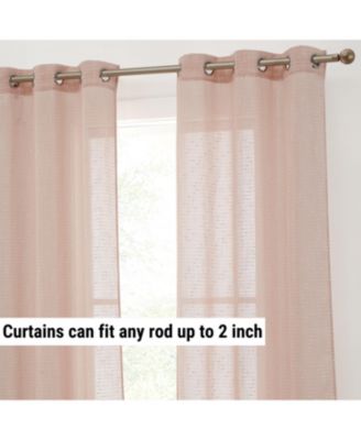 Emily Faux Linen Semi Sheer Light Filtering Transparent Grommet Lightweight Window Curtains Drapery Panels, 2 Panels