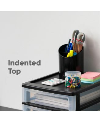 Small 3-Drawer Plastic Desktop Organizer, 2 Pack, Stackable Office School Stationery Makeup Bathroom Utility Medical Supplies, Black