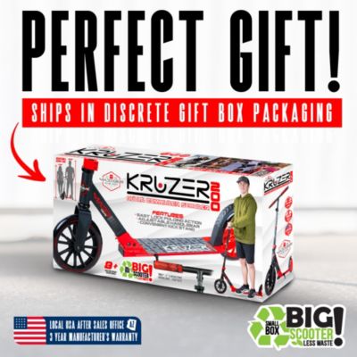 Folding Kick Scooter for Adults and Teens – Lightweight Durable Frame – Adjustable Handlebar – Big 200mm Wheels – 220lbs Capacity – Scoot 200 - Red