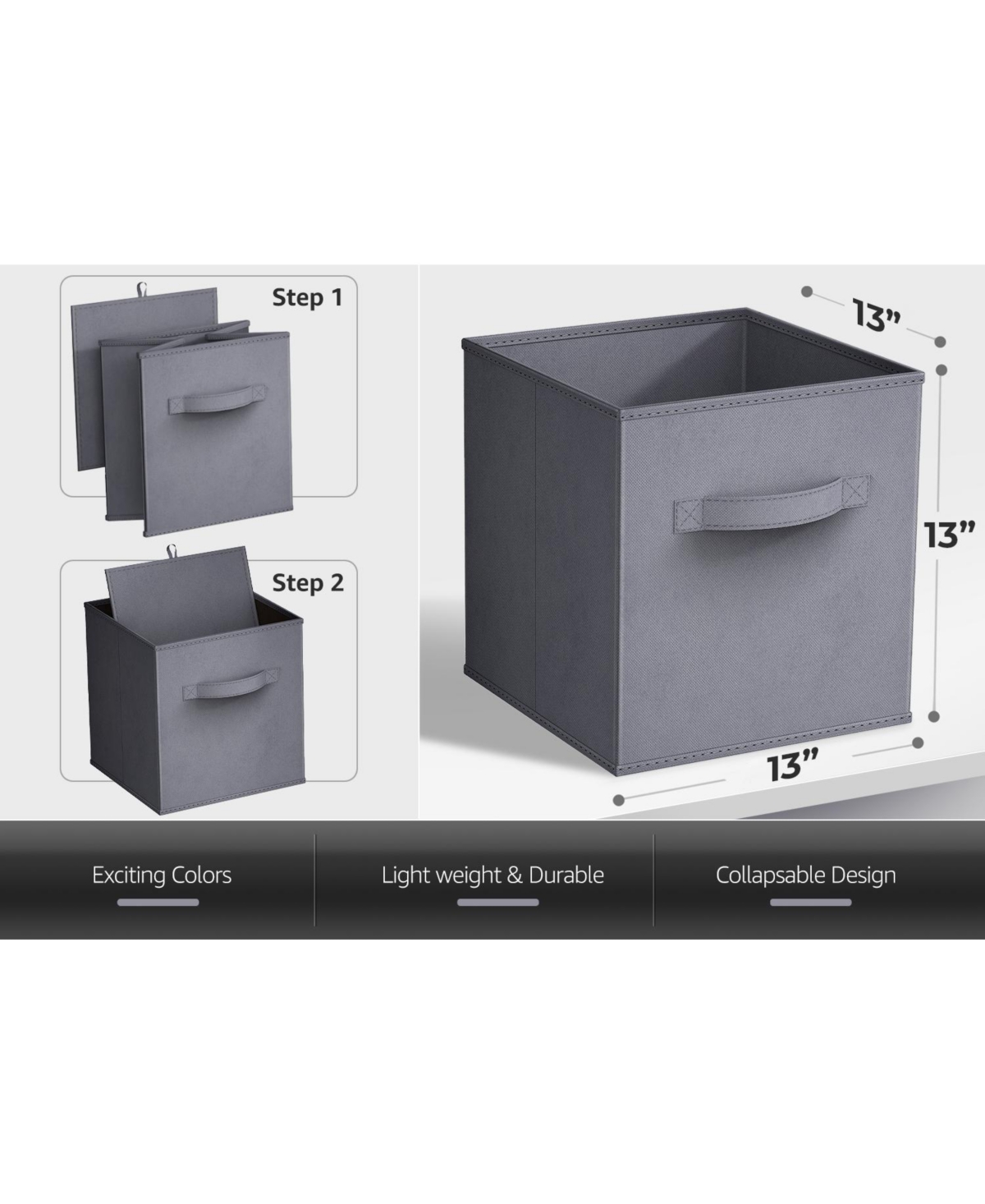 Sorbus 6 Pack 13 Inch Foldable Storage Cubes with Handles- for Organizing Home, Shelves, Nursery, Playroom