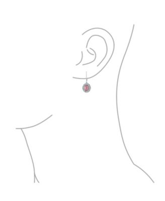 3CTW Natural Stones Oval Bezel Set Lever Back Dangle Earrings Oxidized .925 Sterling Silver