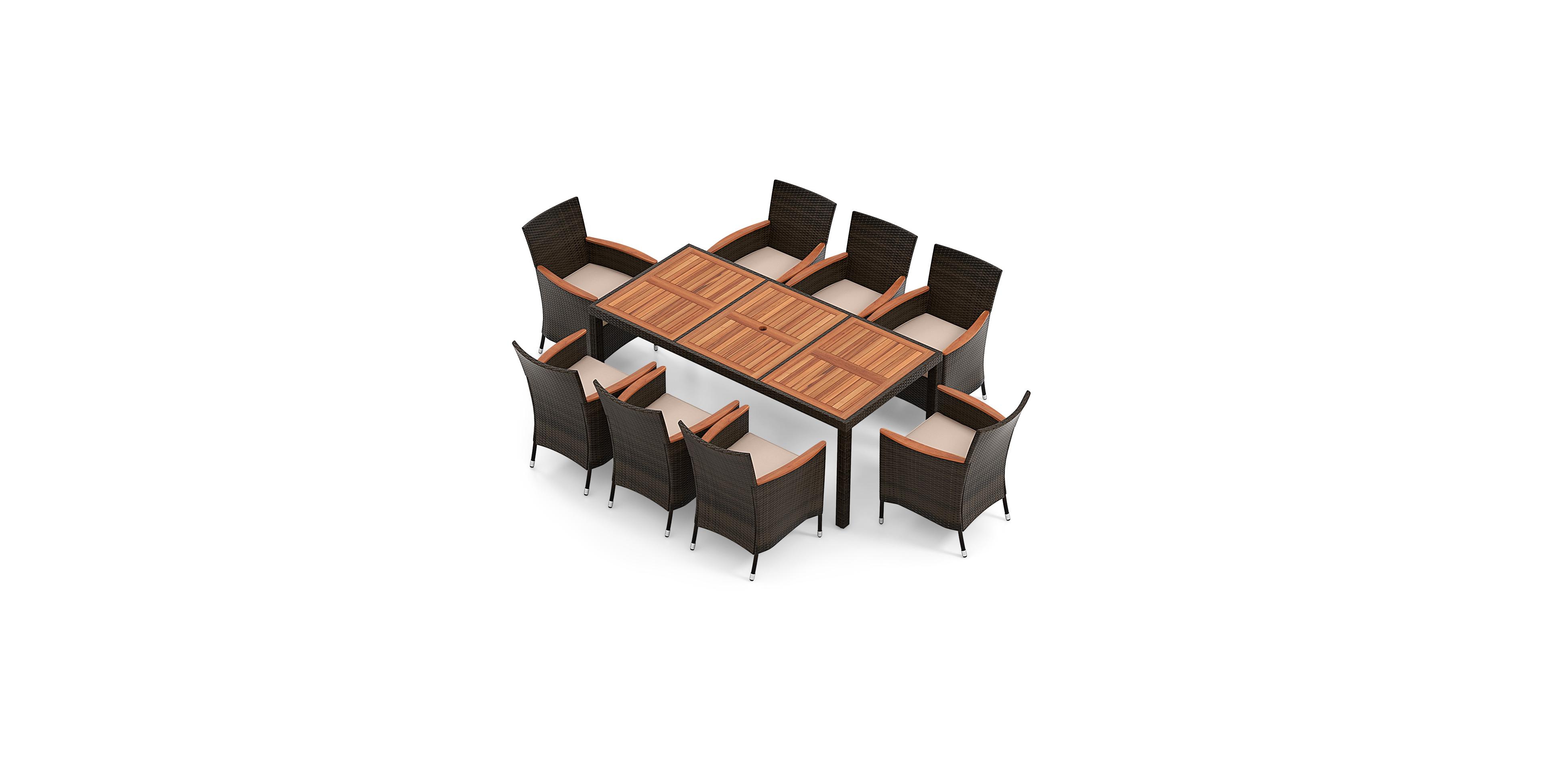 Slickblue 9 Piece Outdoor Dining Set with Umbrella Hole