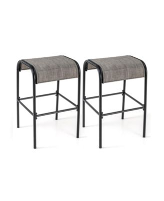 Set of 2/4 Patio Metal Bar Stools with Curved Fabric Seat-Set of 2