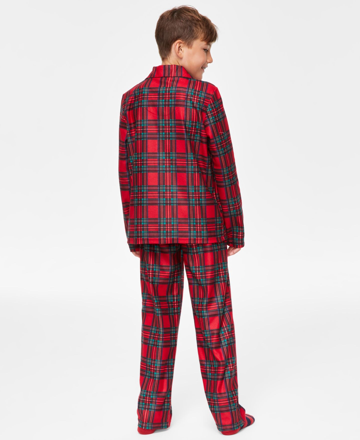 Holiday Lane Little & Big Kids Brinkley Plaid Notch Collar Matching Family Pajamas Set, цвет: Клетчатый — фото 2