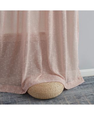 Emily Faux Linen Semi Sheer Transparent Rod Pocket Back Tab Lightweight Window Curtains Wide Panels, Pair