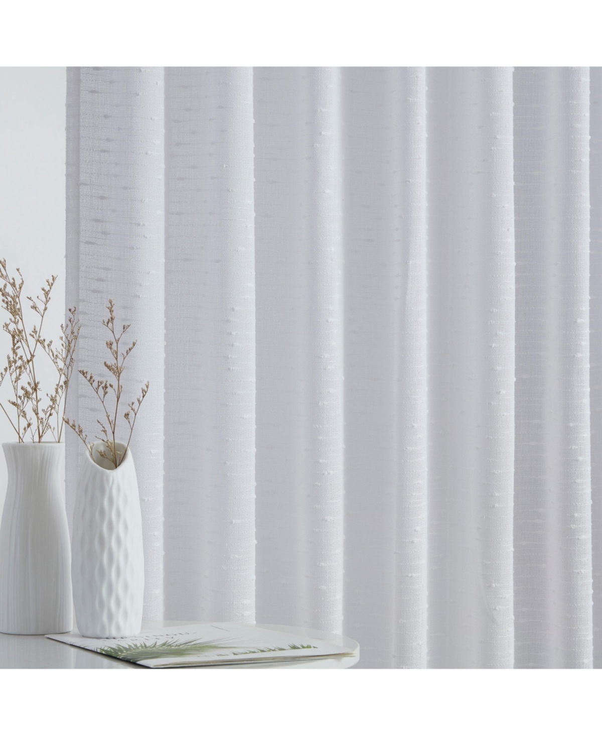 Hlc.me Emily Faux Linen Semi Sheer Transparent Rod Pocket Back Tab Lightweight Window Curtains Wide Panels