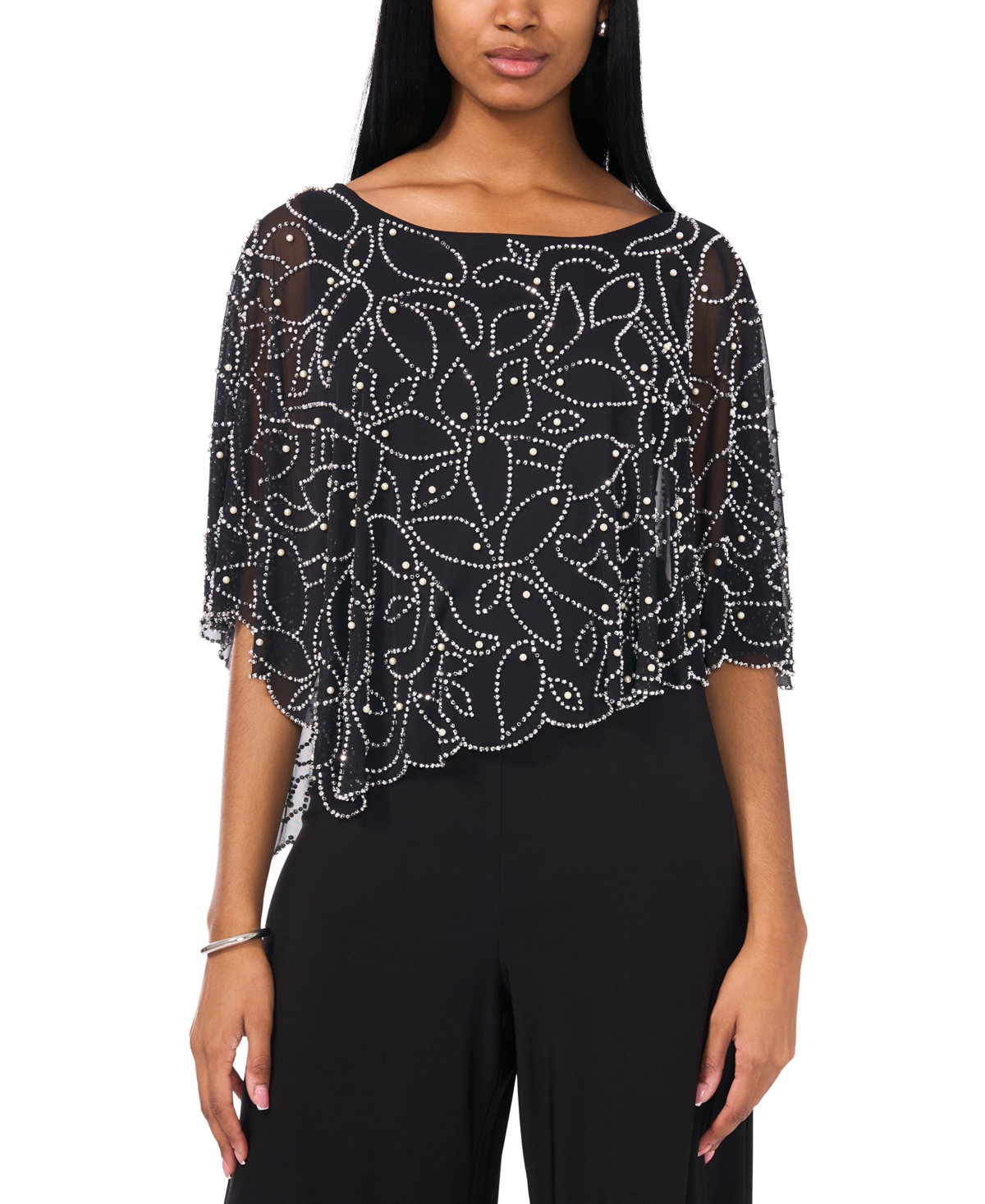 MSK WOMEN'S EMBELLISHED OVERLAY WIDE-LEG JUMPSUIT 