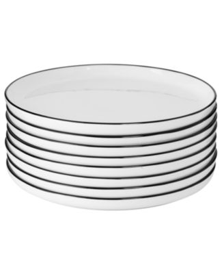 Oslo 8 Piece Porcelain Dinner Plate Set - Black Rim