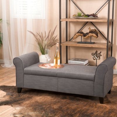 Upholstered Storage Bench With Rolled Arms